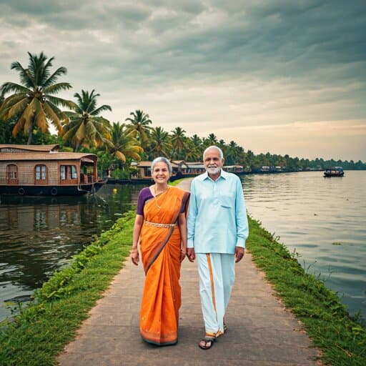 Multiple generations of a Kerala family spending time together