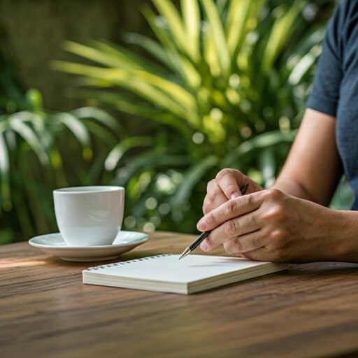 A journal and pen set up for a daily writing practice